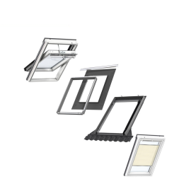 VELUX INTEGRA MK04 White-Painted Window & Beige Electric Pleated Blind Bundle for Tile 78x98cm
