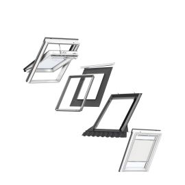 VELUX INTEGRA MK04 White Polyurethane Window & White Electric Pleated Blind Bundle for Tile 78x98cm
