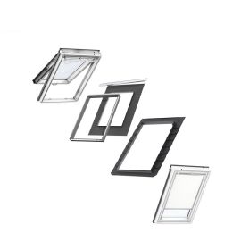 VELUX CK04 Top-Hung Window & White Blackout Blind Loft Bundle for Slate 55x98cm
