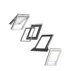 VELUX MK04 Top-Hung Window & White Blackout Blind Loft Bundle for Tile 78x98cm