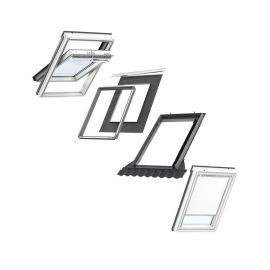VELUX CK04 Centre-Pivot Window & White Blackout Blind Bundle for Tiles 55x98cm