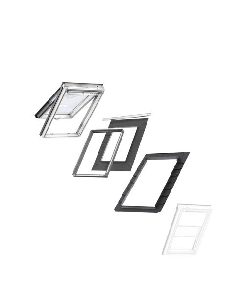 VELUX MK04 Top-Hung Window & White Duo Blind Loft Bundle for Slate 78x98cm