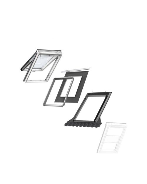 VELUX MK04 Top-Hung Window & White Duo Blind Loft Bundle for Tile 78x98cm